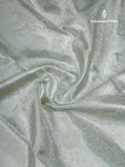Light Parrot Green Tissue Bridal Pure Kanjivaram Silk Saree With Contrast Elaichi Green Border
