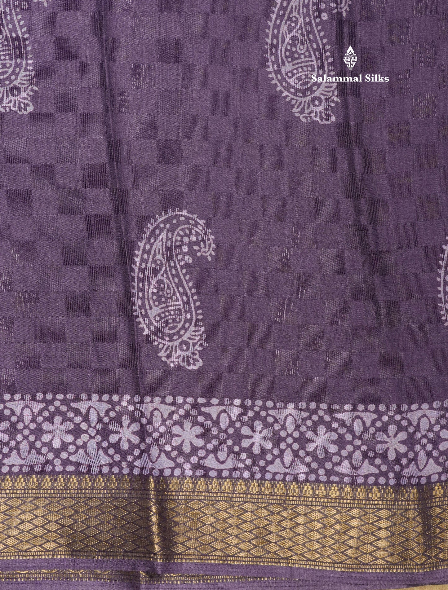 Pastel Violet Semi Dola Fancy Saree Printed Design With Traditional Zari Border
