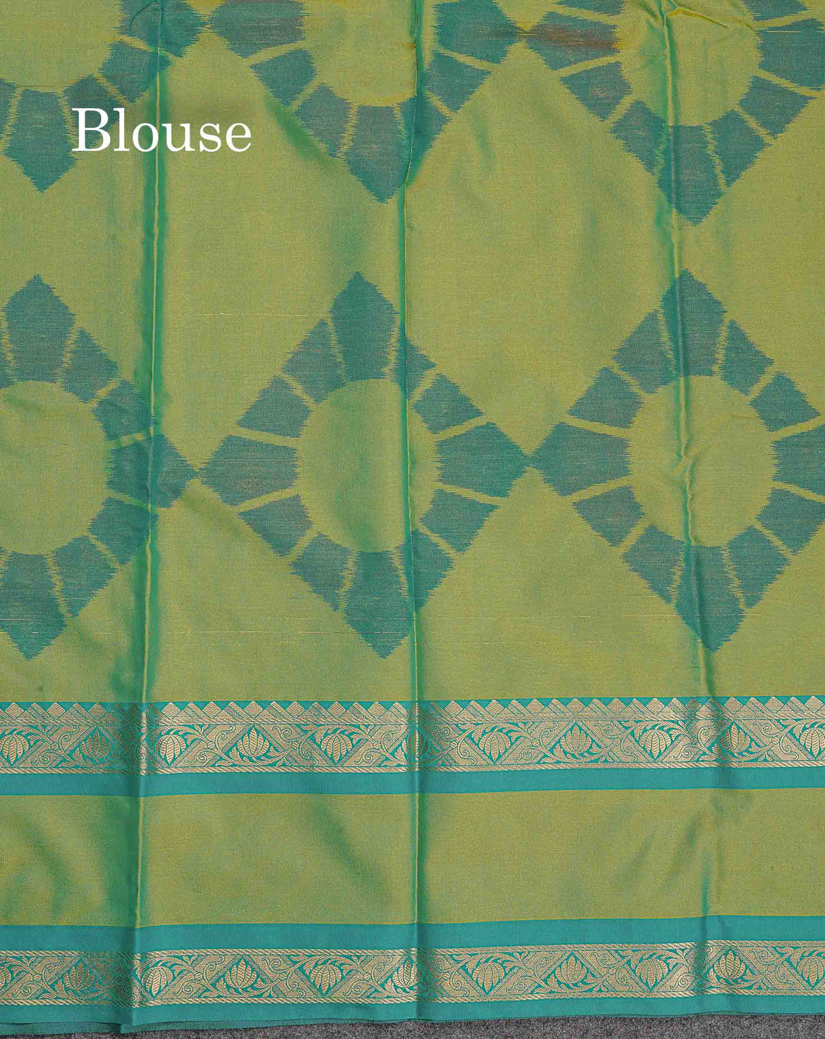 Semi Silk Saree - Sapphire Green Colour Body Zari Butta With Pochampally Fancy Border