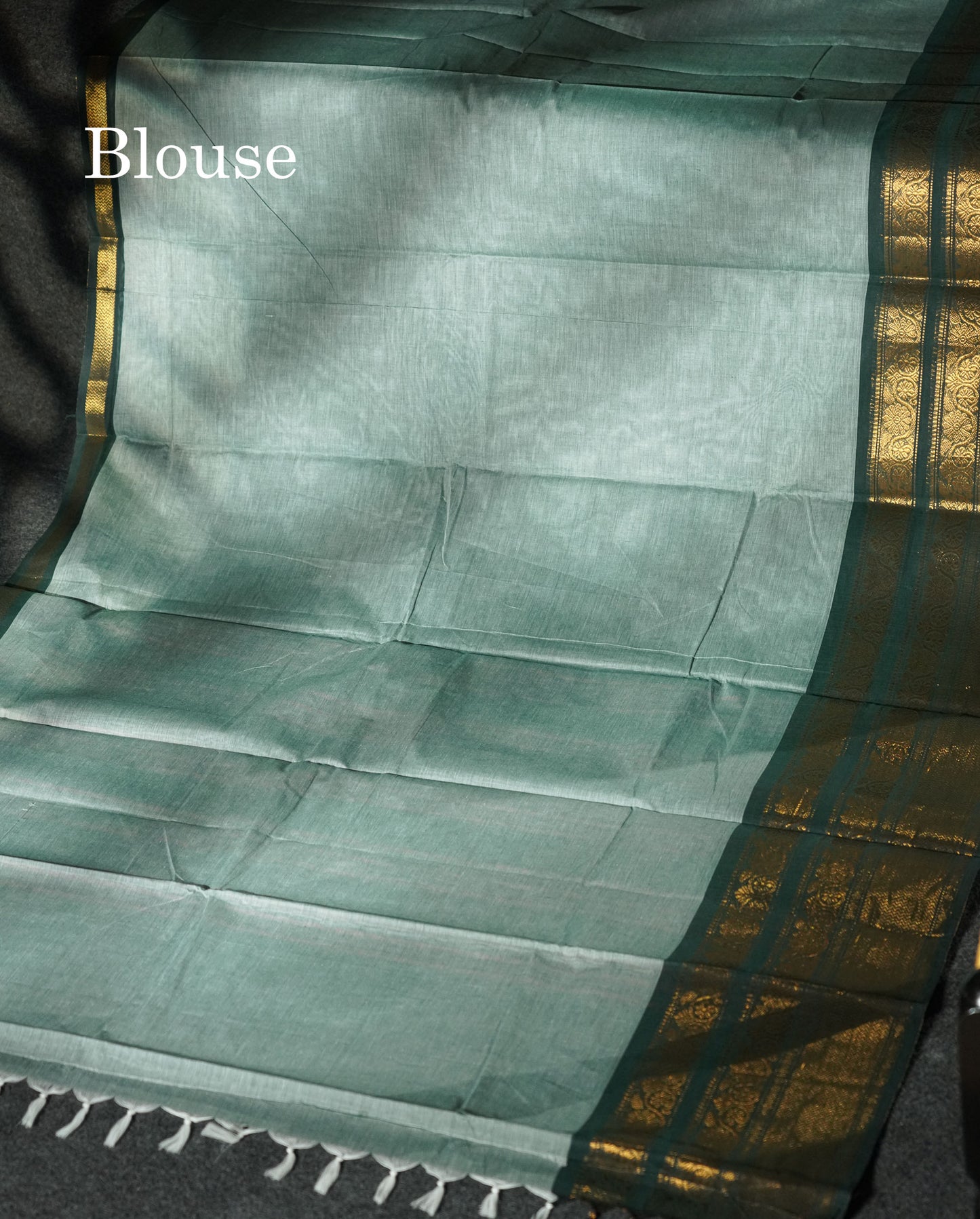 Beautiful Grey Plain Pure Chettinad Cotton Saree With Contrast Bottle Green Traditional Evening Morning Border