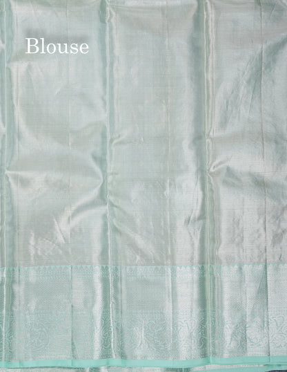 Light Parrot Green Tissue Bridal Pure Kanjivaram Silk Saree With Contrast Elaichi Green Border