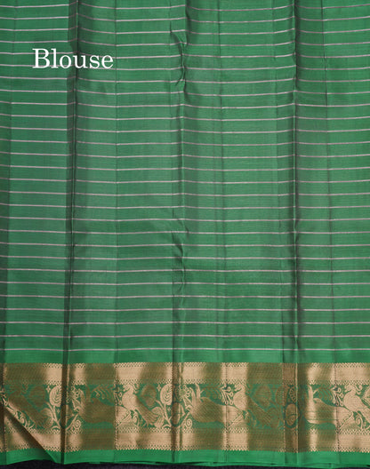 Olive Mustard Yellow Pure Silk Mix Saree With Contrast Green Border