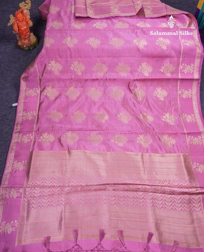 Beautiful Onion Pink Semi Raw Silk Saree With Fancy Border