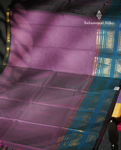 Beautiful Grey Plain Pure Chettinad Cotton Saree With Contrast Bottle Green Traditional Evening Morning Border