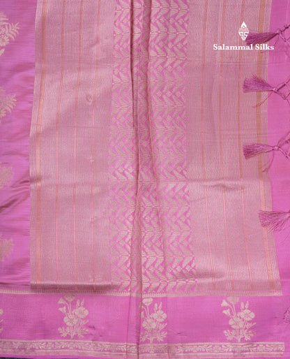Beautiful Onion Pink Semi Raw Silk Saree With Fancy Border
