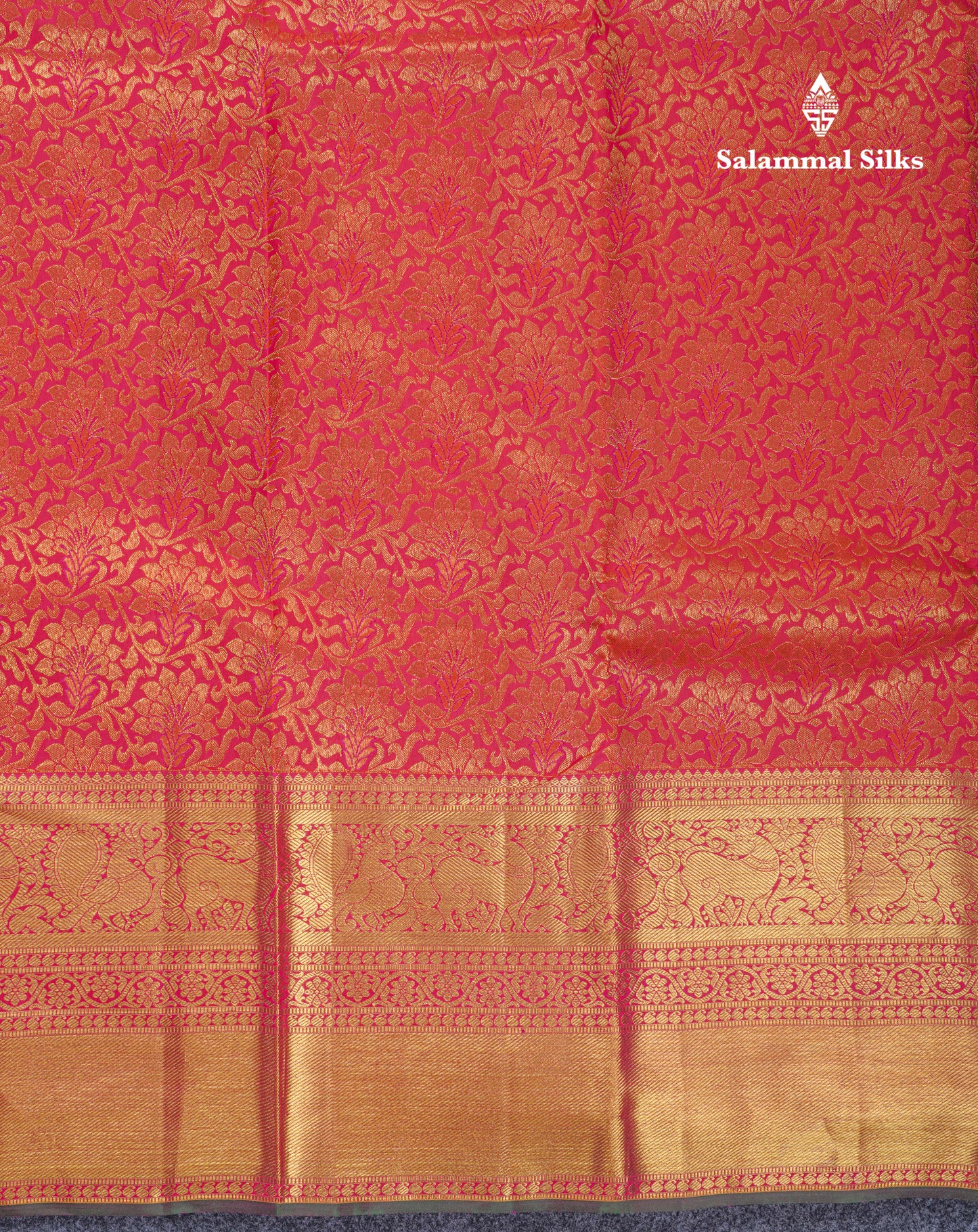 Dual Tone Pinkish Orange Bridal Pure Kanjivaram Silk Saree With Traditional Evening Morning Border