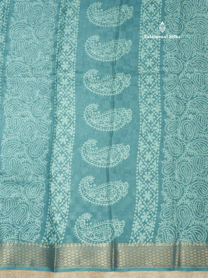 Pastel Violet Semi Dola Fancy Saree Printed Design With Traditional Zari Border