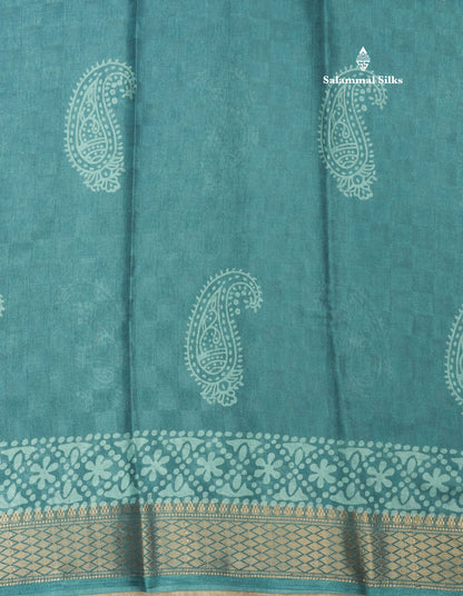 Pastel Violet Semi Dola Fancy Saree Printed Design With Traditional Zari Border