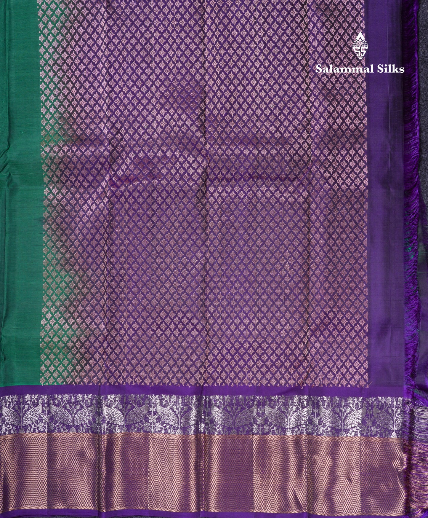 Green Shade Pure Silk Mix Saree With Contrast Violet Border