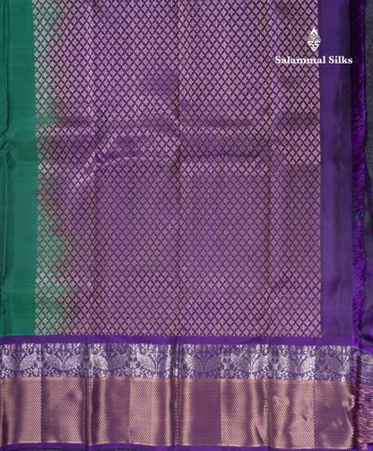 Green Shade Pure Silk Mix Saree With Contrast Violet Border