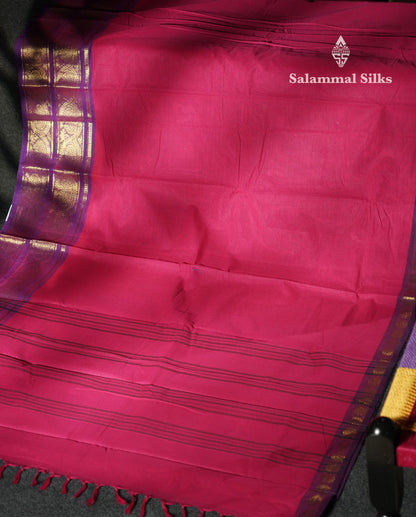 Beautiful Olive Mustard Yellow Plain Pure Chettinad Cotton Saree With Contrast Navy Blue Traditional Evening Morning Border