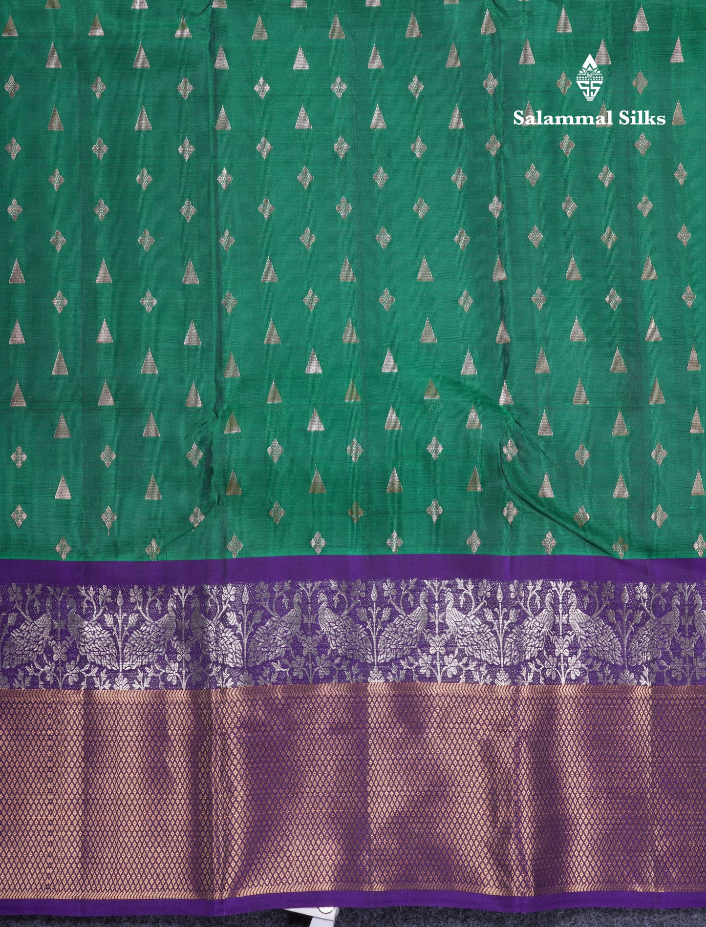 Green Shade Pure Silk Mix Saree With Contrast Violet Border