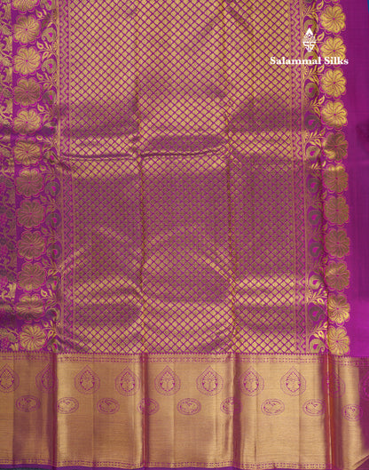 Beautiful Purple Menakari Work Bridal Pure Kanjivaram Silk Saree With Traditional Evening Morning Border