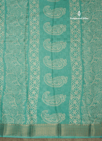 Pastel Violet Semi Dola Fancy Saree Printed Design With Traditional Zari Border