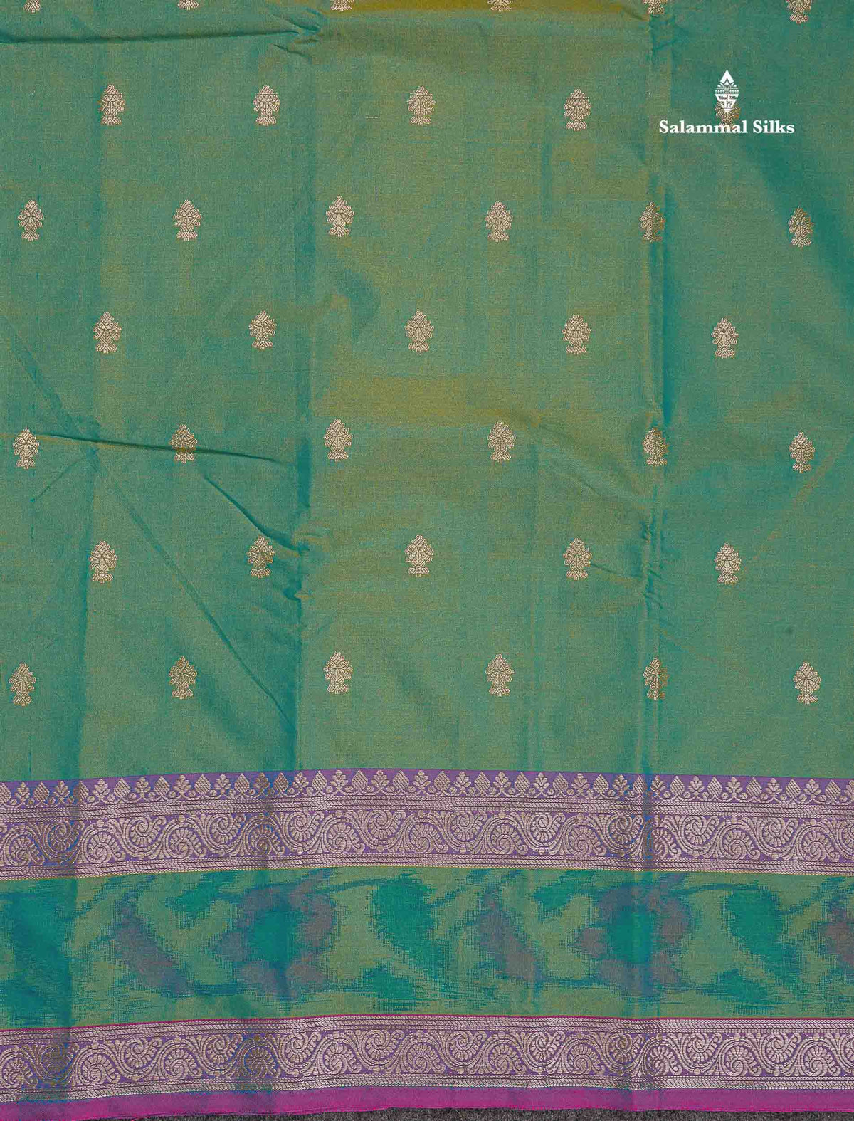 Semi Silk Saree - Olive Green Colour Body Zari Butta With Pochampally Fancy Border