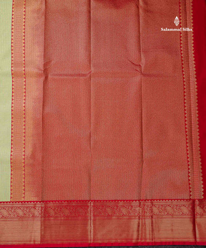 Semi Silk Saree - Light Rexona Green Butta With Small Checks Along With Contrast Pink Traditional Border