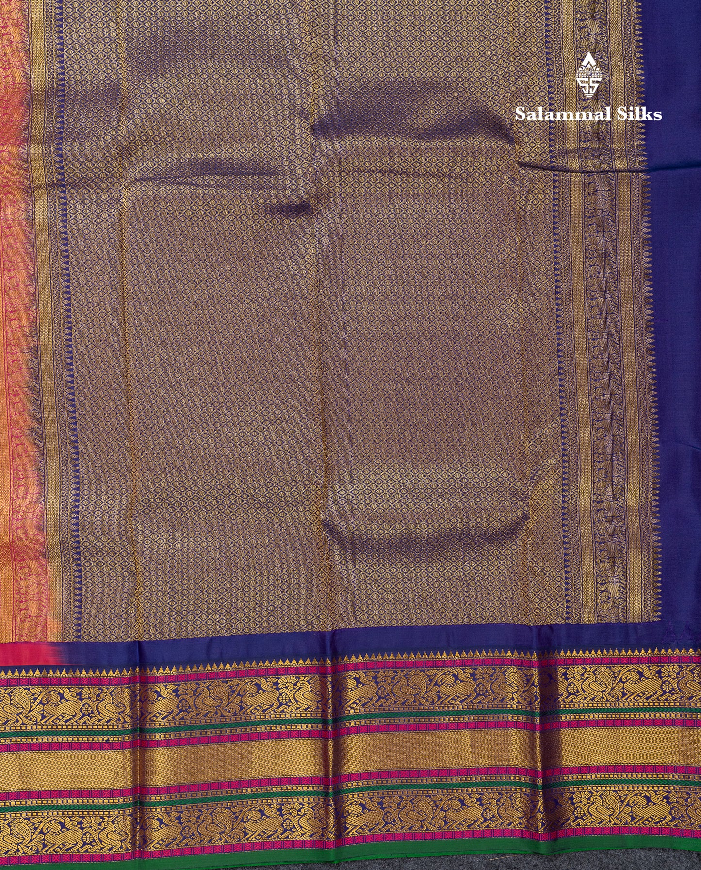 Beautiful Pinkish Peach Pure Kanjivaram Silk Saree With Contrast Navy Blue Traditional Evening Morning Border