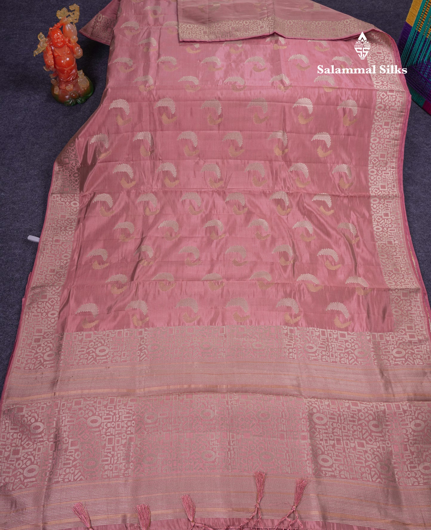 Beautiful Blue Semi Raw Silk Saree With Fancy Border