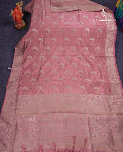 Beautiful Blue Semi Raw Silk Saree With Fancy Border