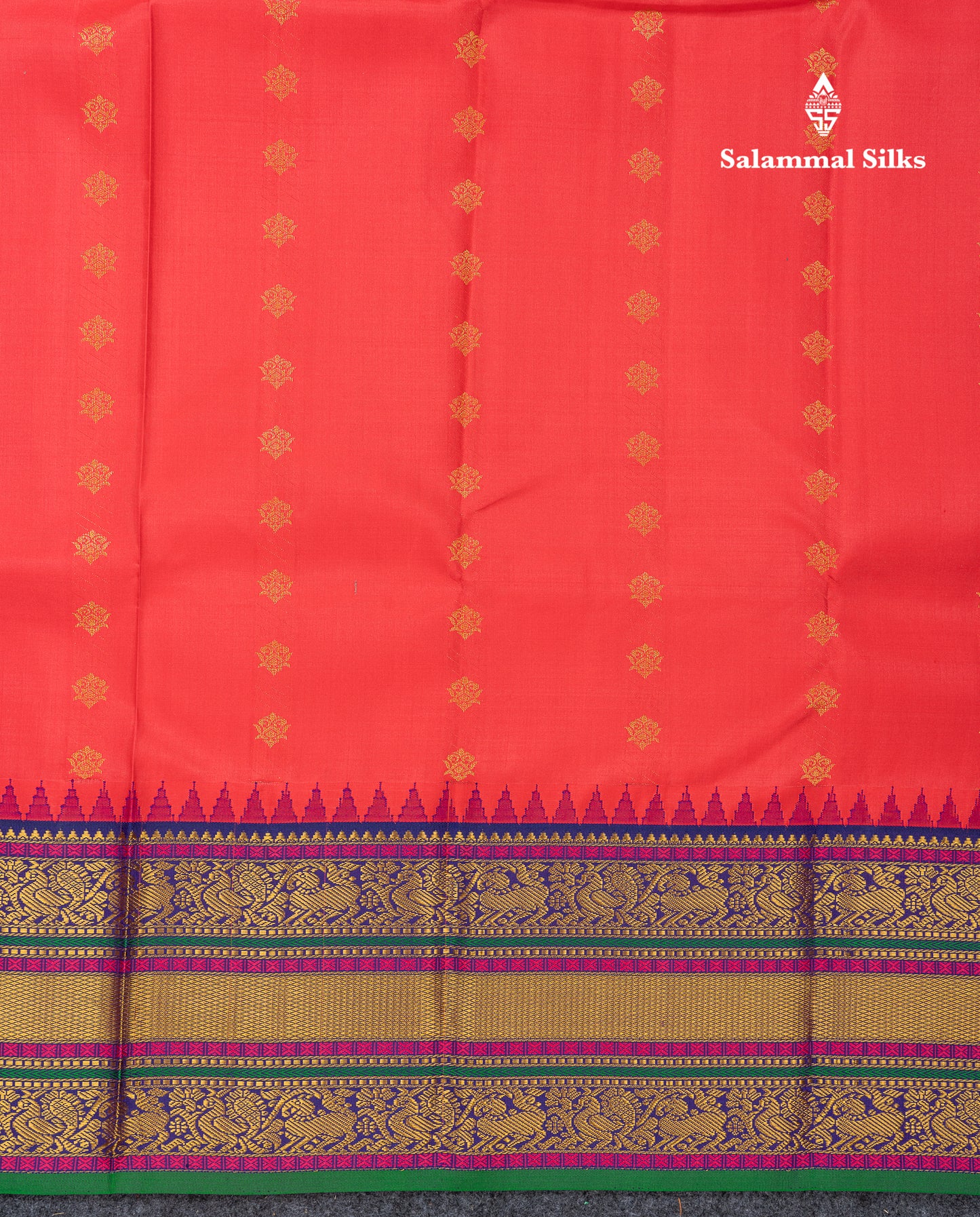 Beautiful Pinkish Peach Pure Kanjivaram Silk Saree With Contrast Navy Blue Traditional Evening Morning Border