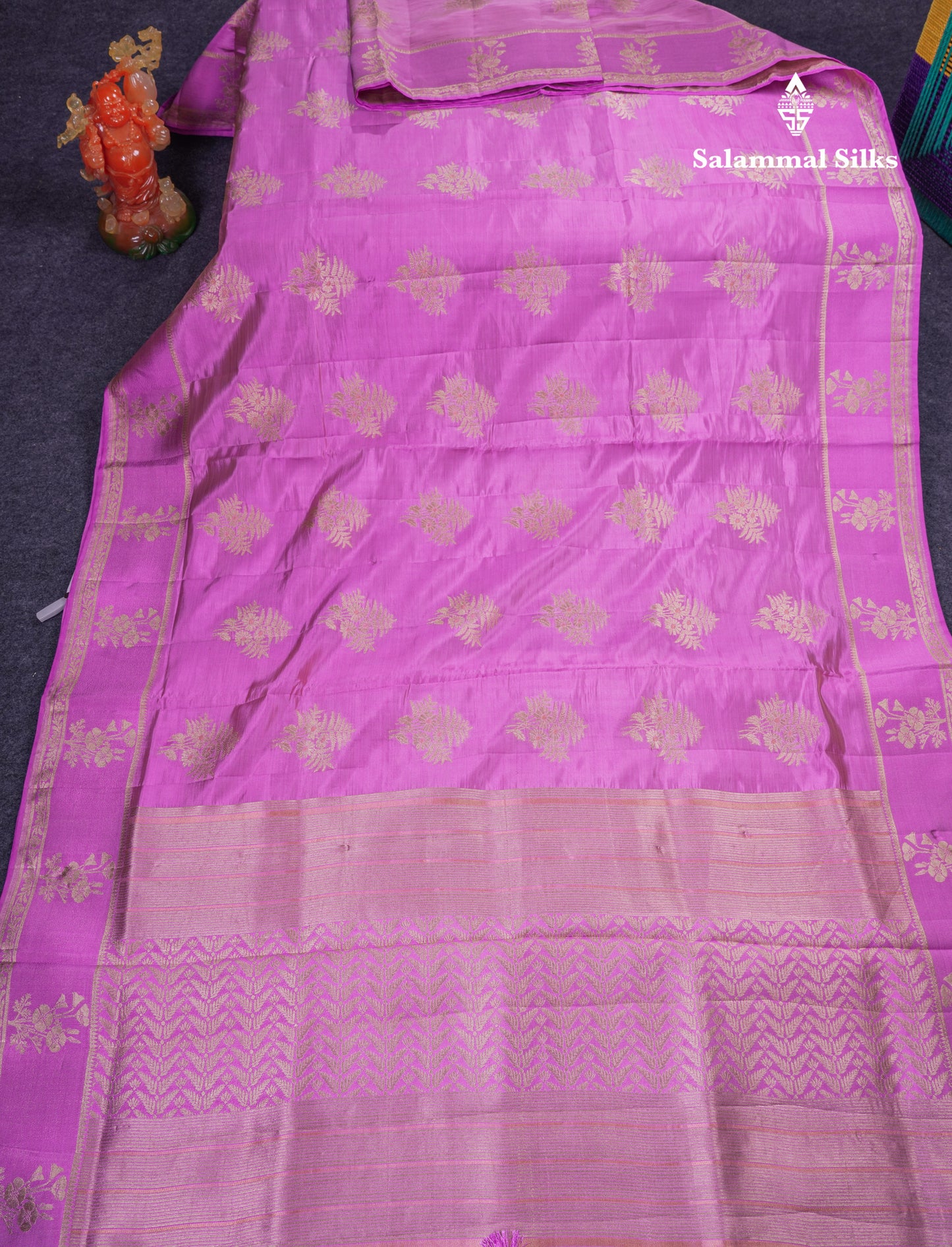 Beautiful Onion Pink Semi Raw Silk Saree With Fancy Border