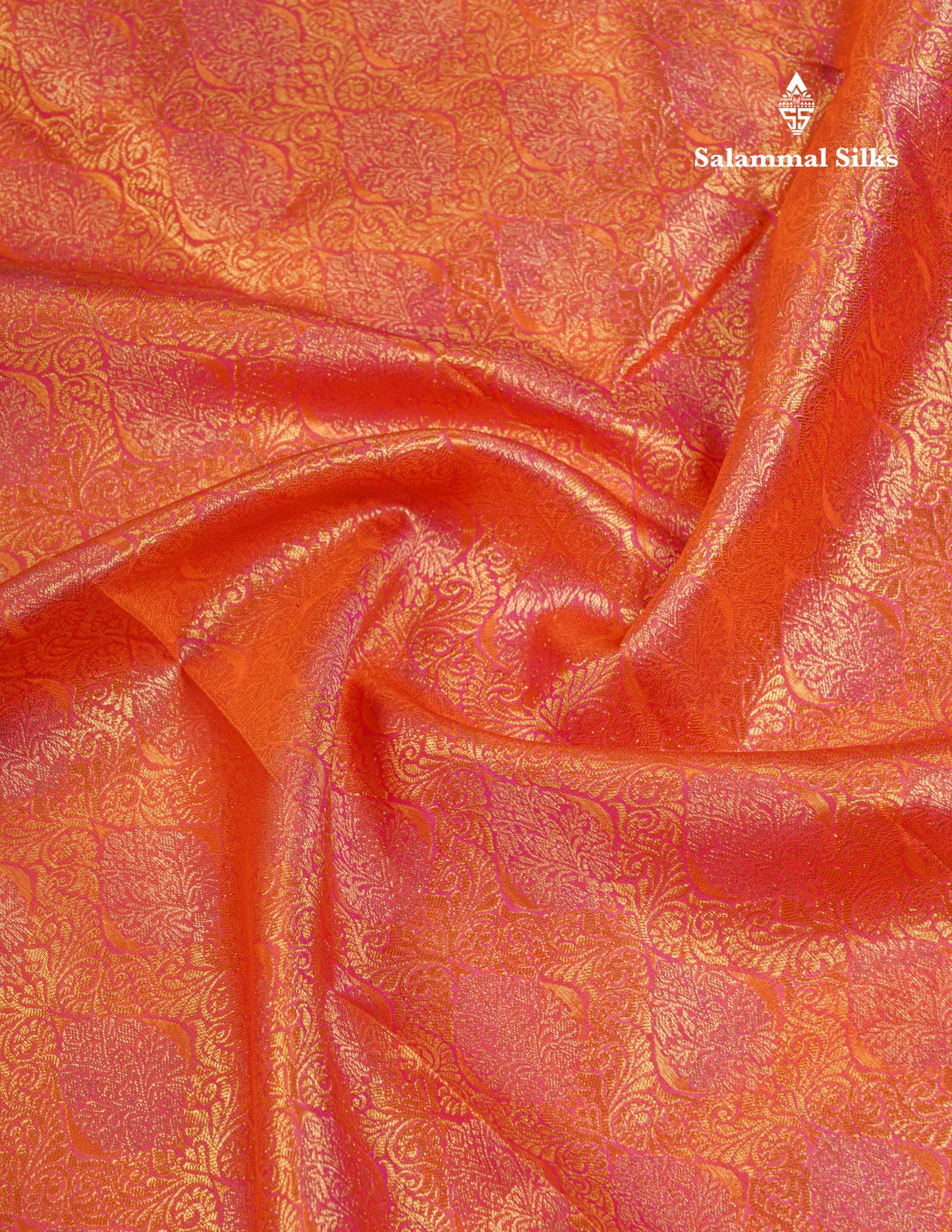 Beautiful Orange Bridal Pure Kanjivaram Silk Saree With Contrast Purple Traditional Border