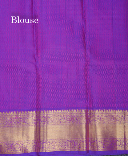 Beautiful Orange Bridal Pure Kanjivaram Silk Saree With Contrast Purple Traditional Border