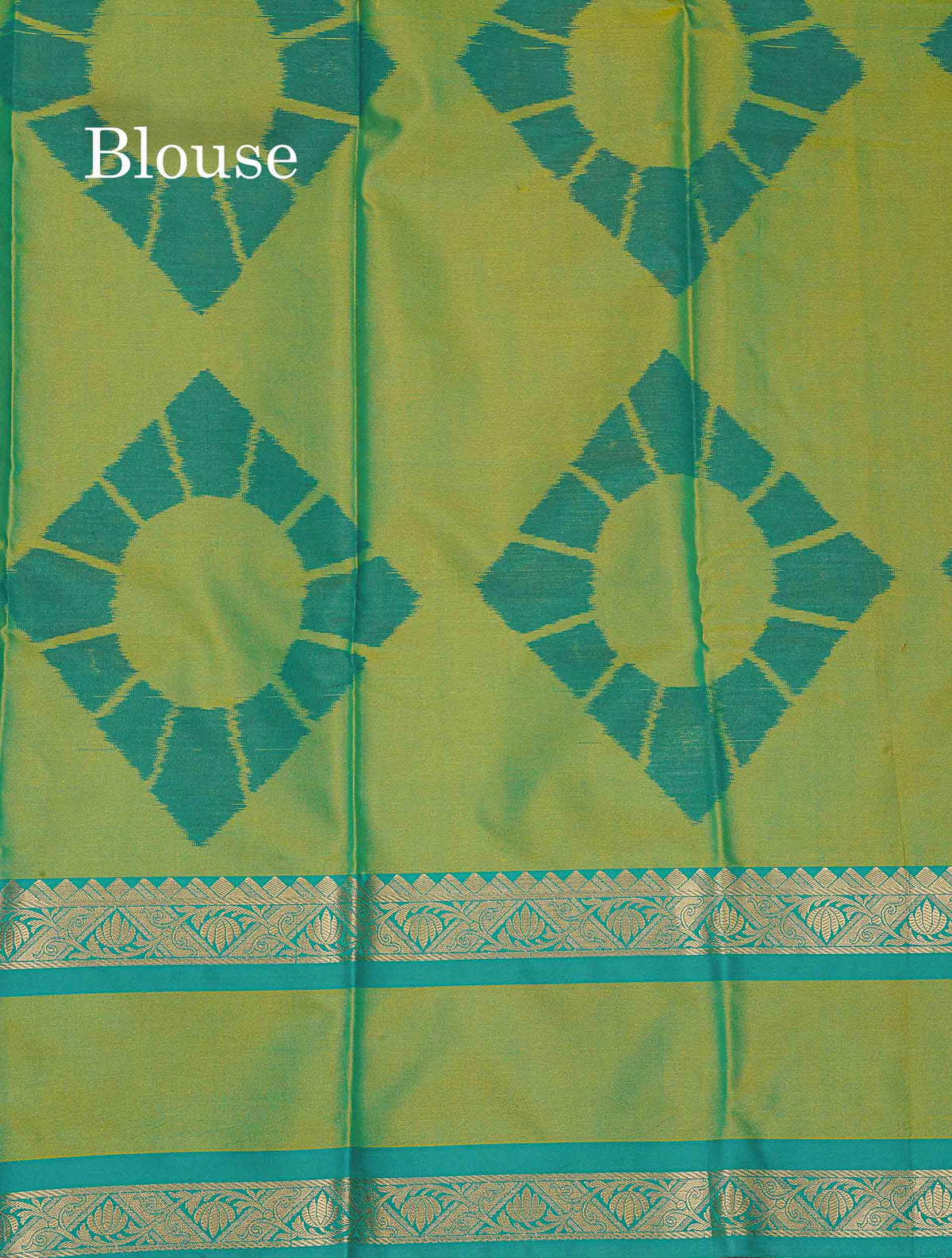 Semi Silk Saree - Sapphire Green Colour Body Zari Butta With Pochampally Fancy Border
