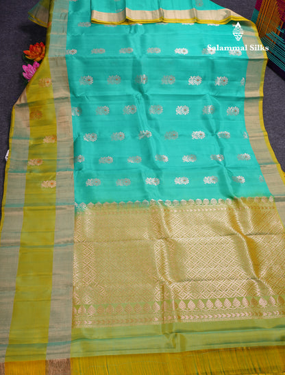 Rexona Green Pure Silk Mix Saree With Contrast Manthulir Green Border