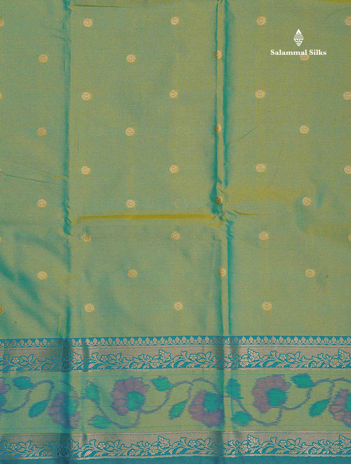 Semi Silk Saree - Olive Green Colour Body Zari Butta With Pochampally Fancy Border