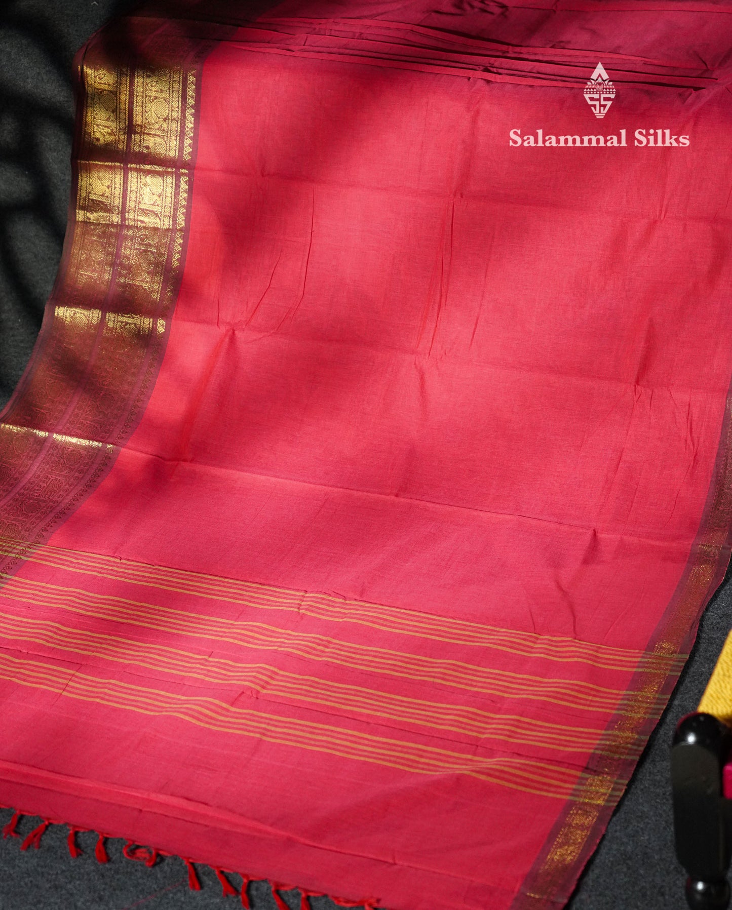 Beautiful Rust Orange Plain Pure Chettinad Cotton Saree With Contrast Dark Brown Traditional Evening Morning Border
