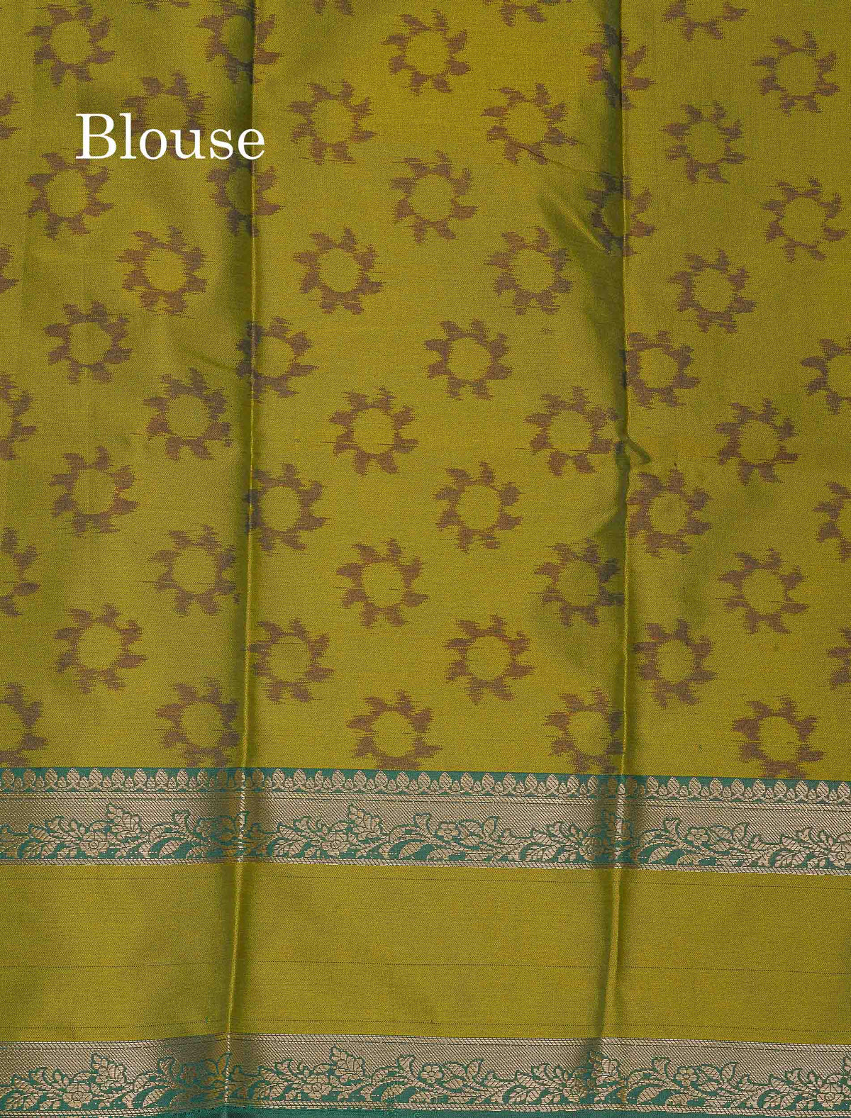 Semi Silk Saree - Olive Green Colour Body Zari Butta With Pochampally Fancy Border