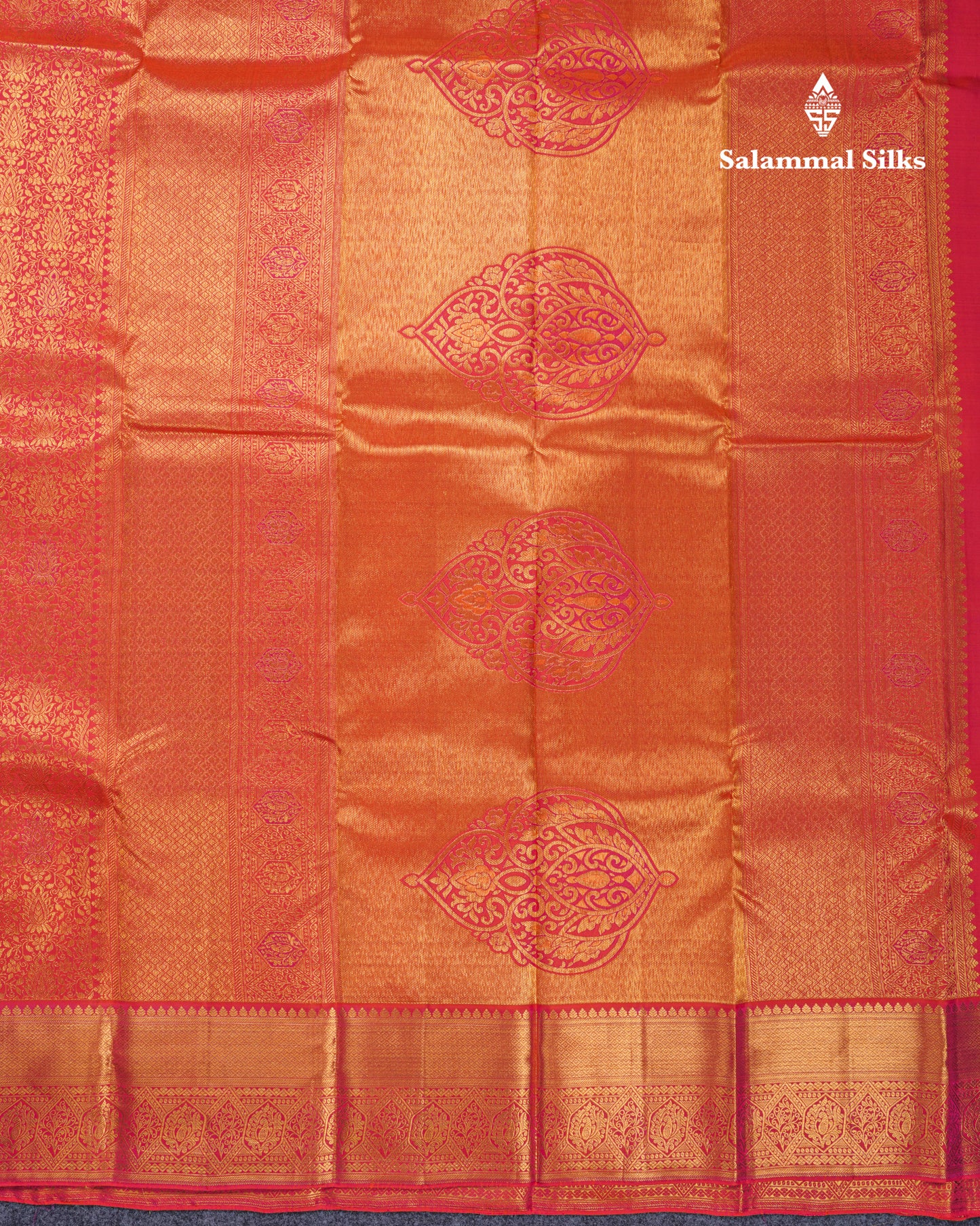 Beautiful Dual Tone Pinkish Orange Bridal Pure Kanjivaram Silk Saree With Traditional Border