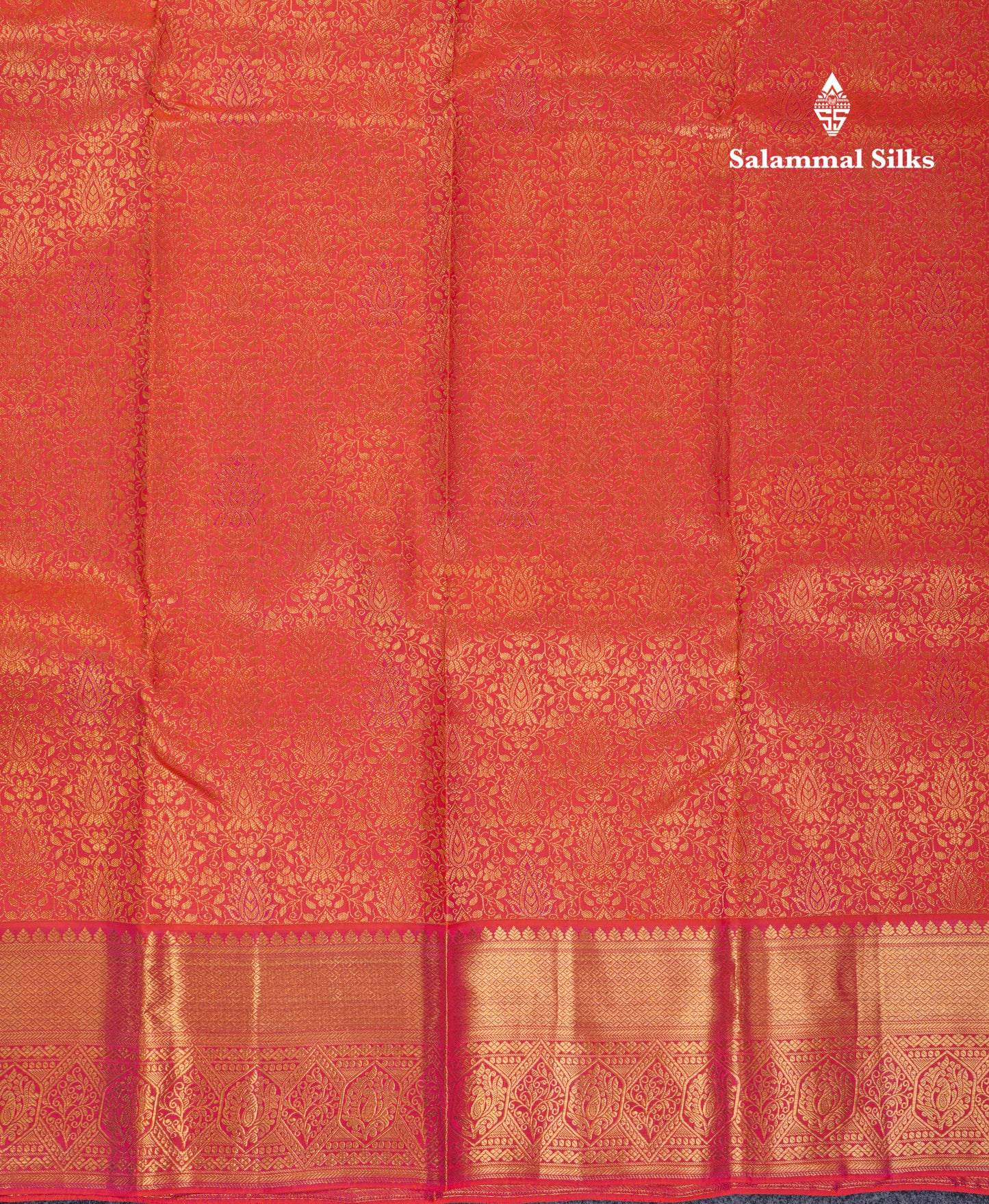 Beautiful Dual Tone Pinkish Orange Bridal Pure Kanjivaram Silk Saree With Traditional Border