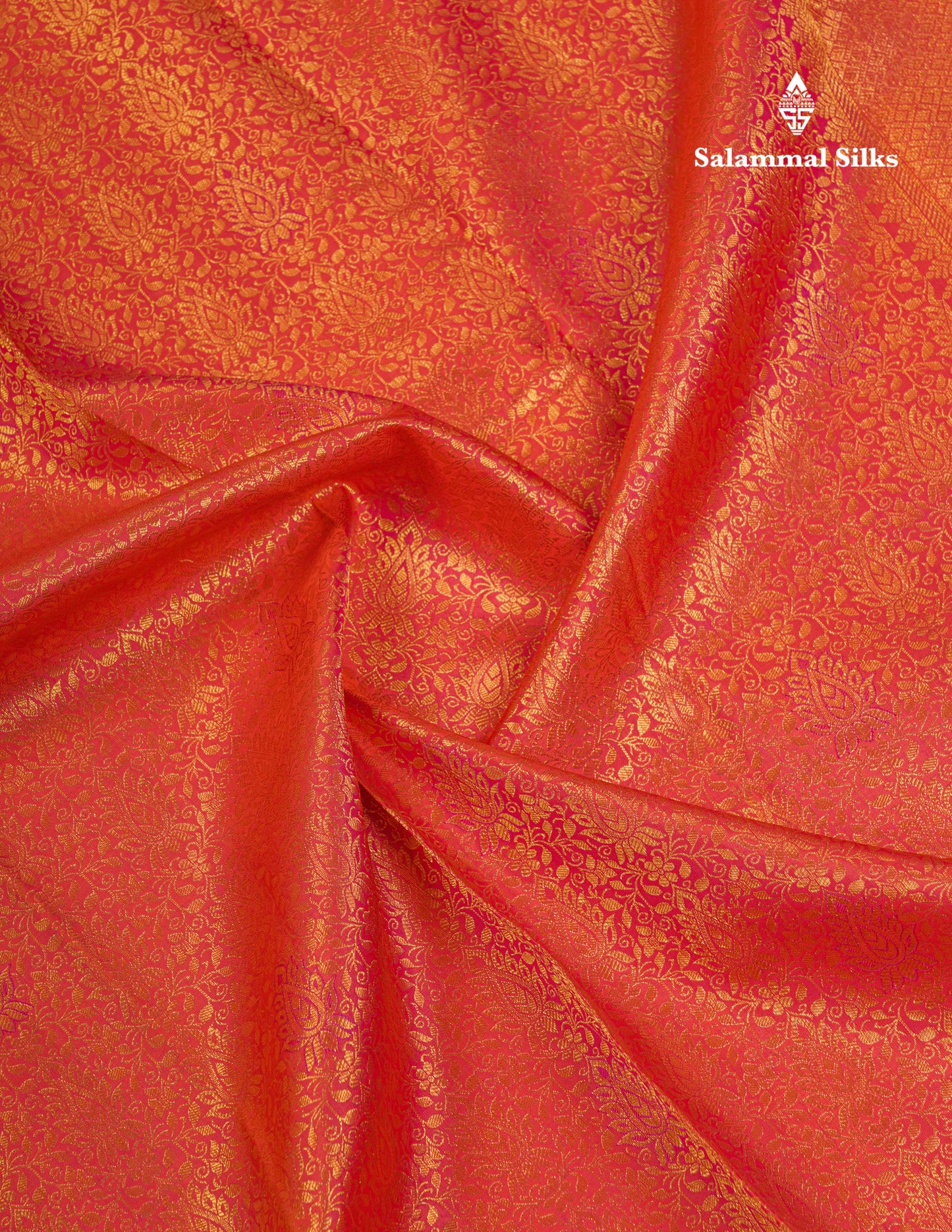 Beautiful Dual Tone Pinkish Orange Bridal Pure Kanjivaram Silk Saree With Traditional Border