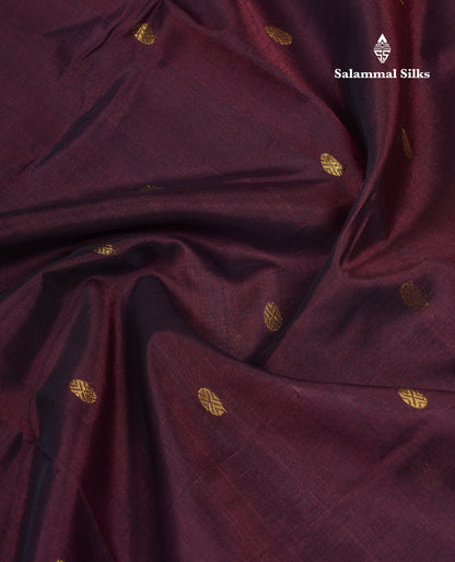 Beautiful Dark Brown Pure Silk Cotton Saree With Contrast Orange Traditional Border
