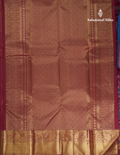 Beautiful Dark Maroon Menakari Work Bridal Pure Kanjivaram Silk Saree With Traditional Border