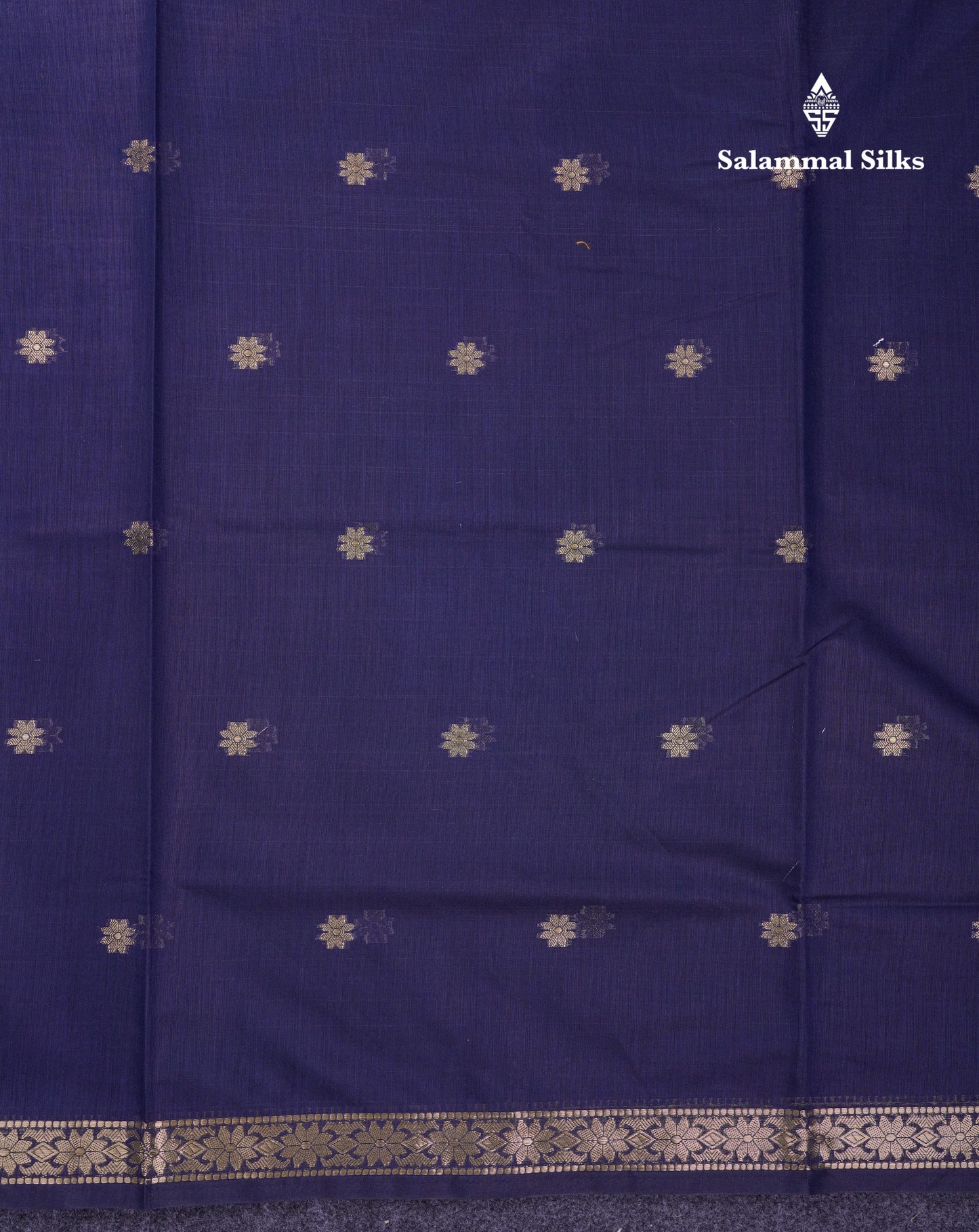 Beautiful Navy Blue Maheshwar Cotton Saree With Contrast Blue Blouse