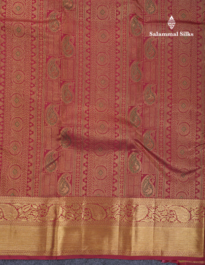 Beautiful Dark Maroon Menakari Work Bridal Pure Kanjivaram Silk Saree With Traditional Border