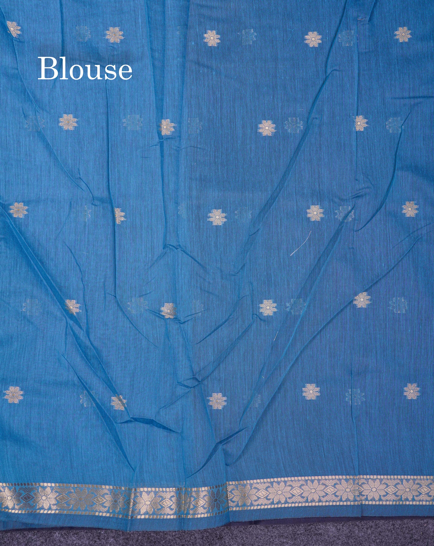 Beautiful Navy Blue Maheshwar Cotton Saree With Contrast Blue Blouse