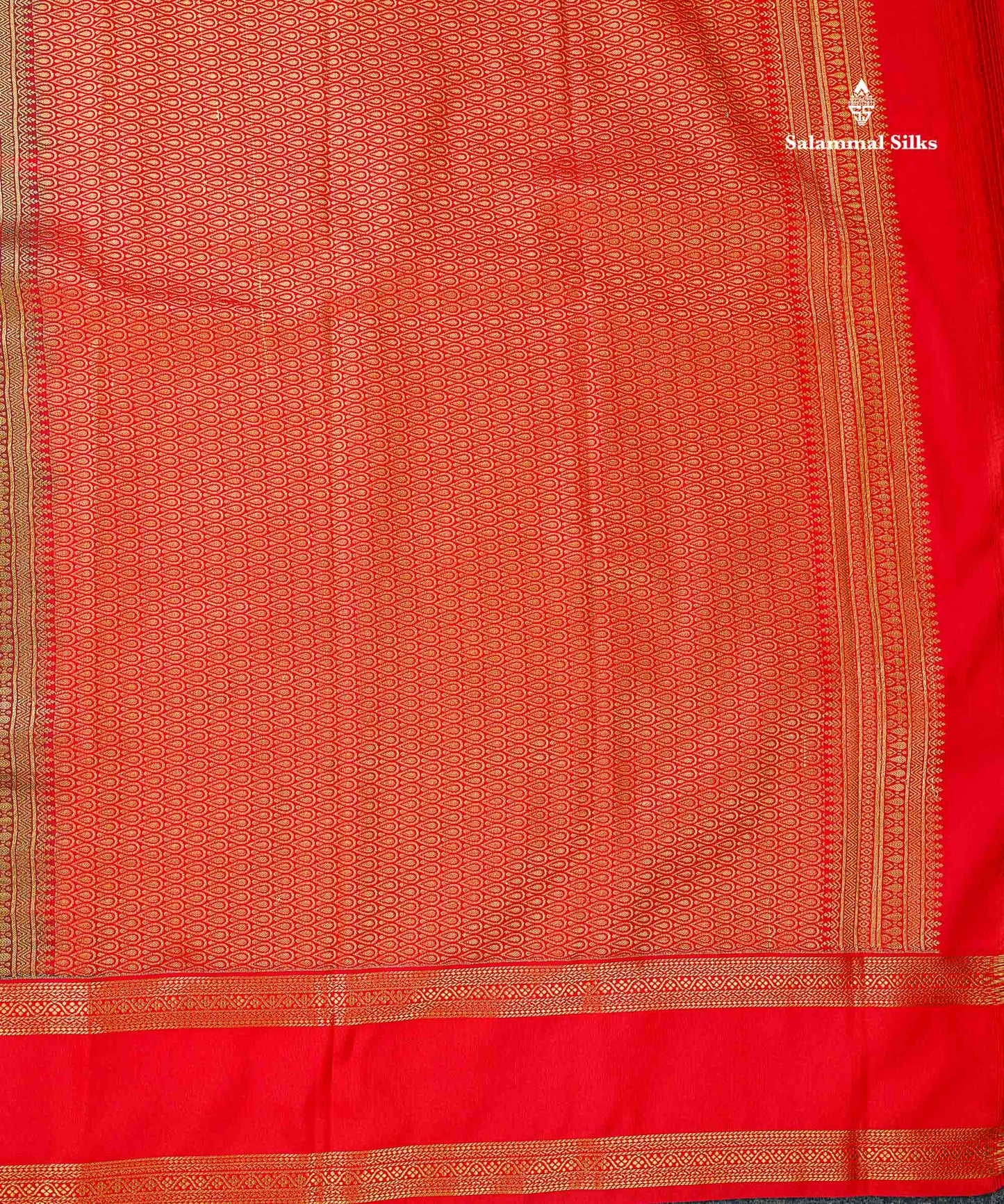 Semi Silk Saree - Peacock Blue Butta With Checks Along With Contrast Chilly Red Traditional Gap Border