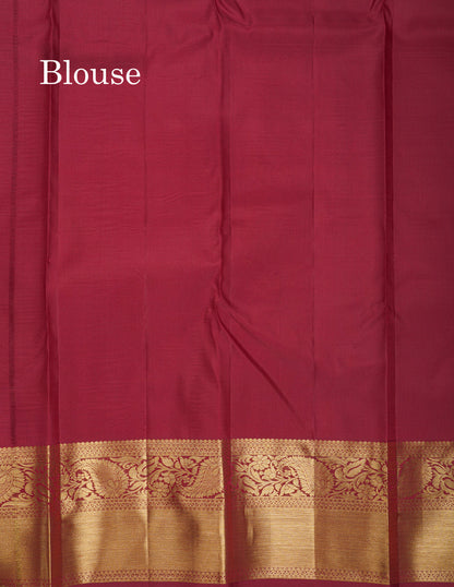 Beautiful Dark Maroon Menakari Work Bridal Pure Kanjivaram Silk Saree With Traditional Border