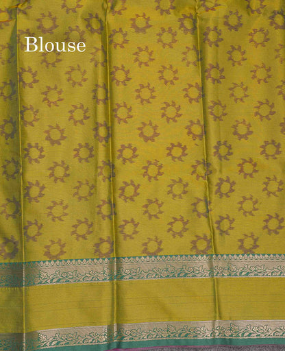 Semi Silk Saree - Olive Green Colour Body Zari Butta With Pochampally Fancy Border