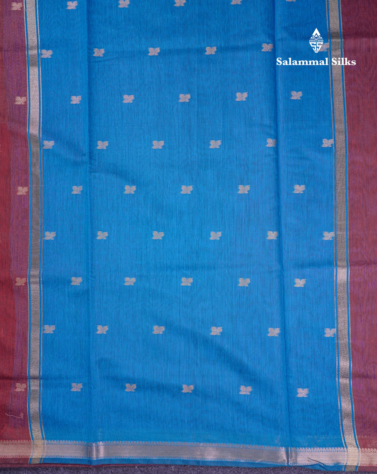 Beautiful Navy Blue Maheshwar Cotton Saree With Contrast Blue Blouse