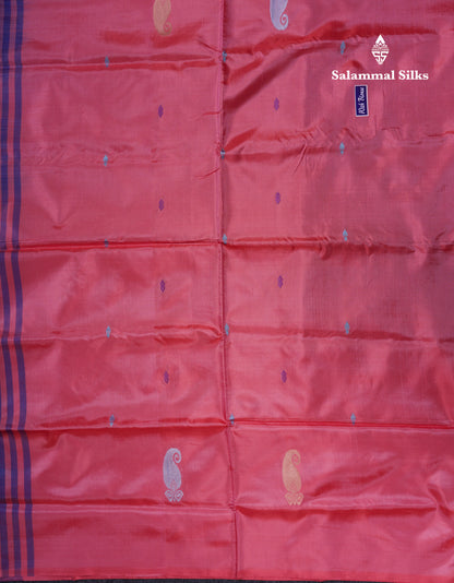 Dual Tone Violet Banana Pinth Saree (Vaazhainaar Pattu) With Contrast Pinkish Peach Blouse