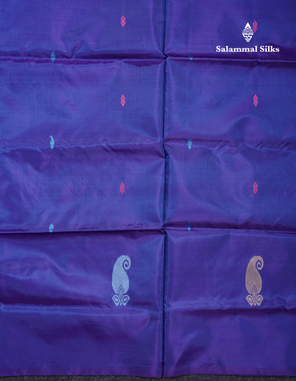 Dual Tone Violet Banana Pinth Saree (Vaazhainaar Pattu) With Contrast Pinkish Peach Blouse