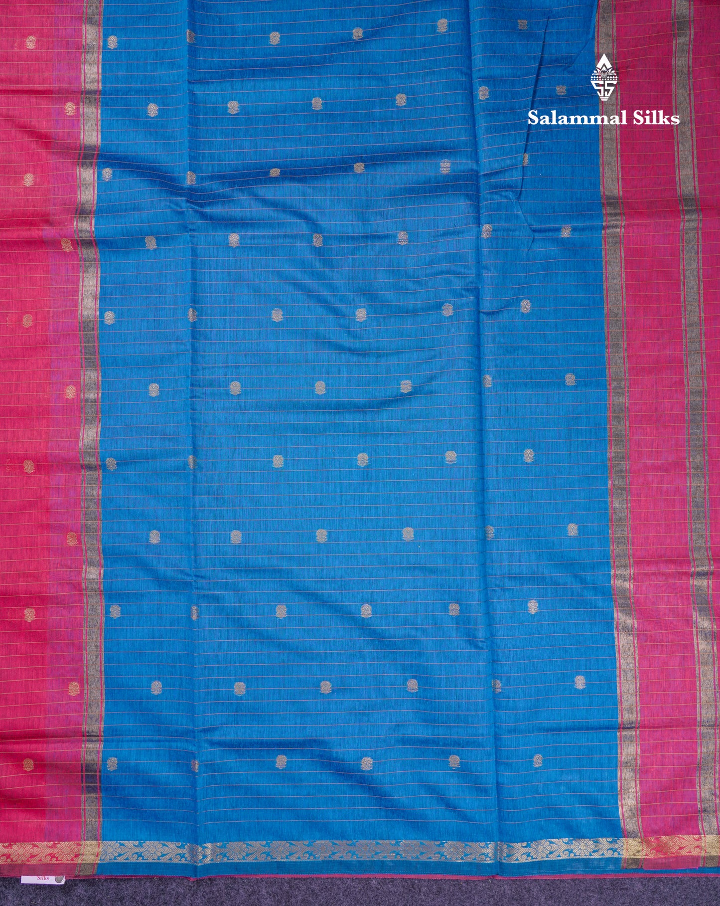 Beautiful Pink Maheshwar Cotton Saree With Contrast Blue Blouse