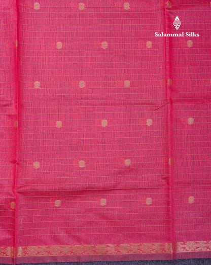 Beautiful Pink Maheshwar Cotton Saree With Contrast Blue Blouse