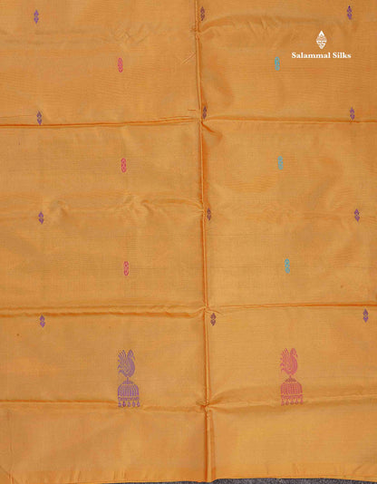 Blue Banana Pinth Saree (Vaazhainaar Pattu) With Contrast Mustard Yellow Blouse