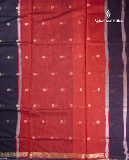 Beautiful Navy Blue Maheshwar Cotton Saree With Contrast Blue Blouse